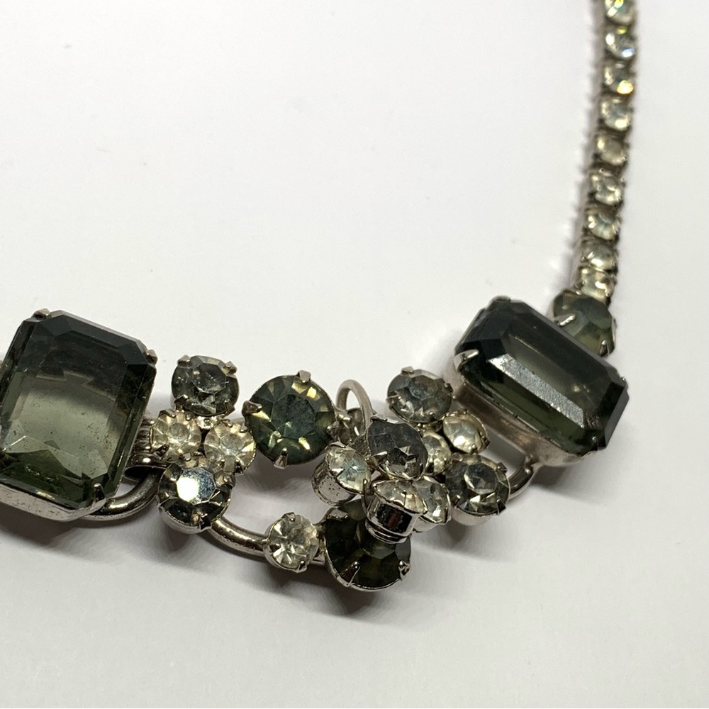 Vintage Verified D&E Juliana Grey(black diamond) Rhinestone 5 Link Necklace - Picture 2 of 7